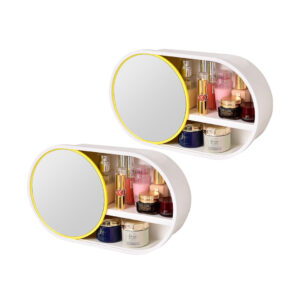 SOGA 2X 39cm Oval Wall-Mounted Mirror Storage Box Vanity Mirror Rack Bathroom Adhesive Shelf Home Organiser Decor, Home, Bathroom, Bathroom Accessories, Bathroom Storage, ,  - AU DEPOT 1