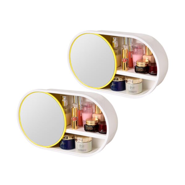 SOGA 2X 39cm Oval Wall-Mounted Mirror Storage Box Vanity Mirror Rack Bathroom Adhesive Shelf Home Organiser Decor, Home, Bathroom, Bathroom Accessories, Bathroom Storage, ,  - AU DEPOT 1