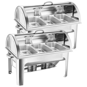 SOGA 2X 3L Triple Tray Stainless Steel Roll Top Chafing Dish Food Warmer, Furniture, Kitchen & Dining Room Furniture, Buffets, Sideboards & Kitchen Islands, , ,  - AU DEPOT 1