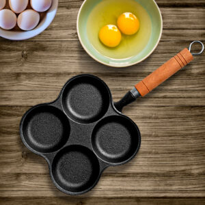 SOGA 2X 4 Mold Multi-Portion Cast Iron Breakfast Fried Egg Pancake Omelet Fry Pan, Home & Living, Kitchen & Dining, Cookware, Frying Pans, ,  - AU DEPOT 2