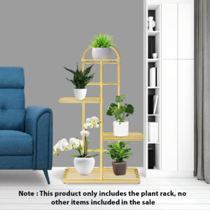 SOGA 2X 4 Tier 5 Pots Gold Metal Plant Stand Flowerpot Display Shelf Rack Indoor Home Office Decor, Home & Living, Home Decor, Indoor Pots, Planters and Plant Stands, , ,  - AU DEPOT 2