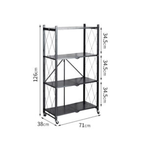 SOGA 2X 4 Tier Steel Black Foldable Kitchen Cart Multi-Functional Shelves Portable Storage Organizer with Wheels, Garden, Tools & Hardware, Garage Storage & Organisation, Utility Shelves, , ,  - AU DEPOT 2