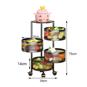 SOGA 2X 4 Tier Steel Round Rotating Kitchen Cart Multi-Functional Shelves Portable Storage Organizer with Wheels, Garden, Tools & Hardware, Garage Storage & Organisation, Utility Shelves, , ,  - AU DEPOT 2