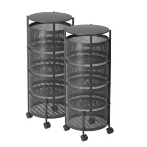 SOGA 2X 4 Tier Steel Round Rotating Kitchen Cart Multi-Functional Shelves Portable Storage Organizer with Wheels, Garden, Tools & Hardware, Garage Storage & Organisation, Utility Shelves, , ,  - AU DEPOT 1