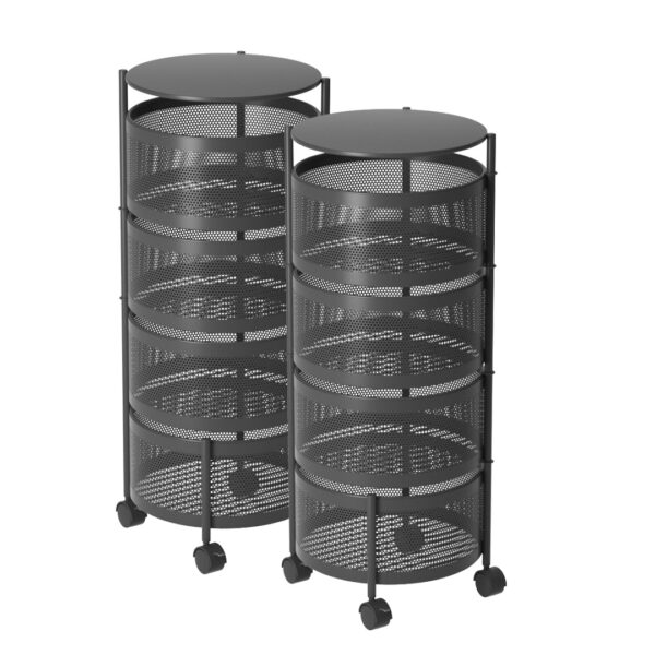 SOGA 2X 4 Tier Steel Round Rotating Kitchen Cart Multi-Functional Shelves Portable Storage Organizer with Wheels, Garden, Tools & Hardware, Garage Storage & Organisation, Utility Shelves, , ,  - AU DEPOT 1