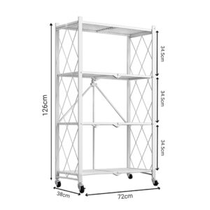 SOGA 2X 4 Tier Steel White Foldable Kitchen Cart Multi-Functional Shelves Portable Storage Organizer with Wheels, Garden, Tools & Hardware, Garage Storage & Organisation, Utility Shelves, , ,  - AU DEPOT 2