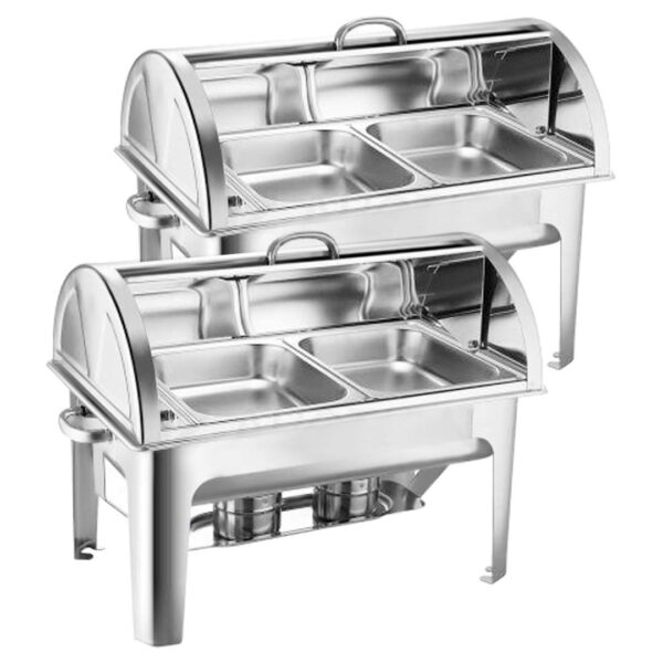 SOGA 2X 4.5L Dual Tray Stainless Steel Roll Top Chafing Dish Food Warmer, Furniture, Kitchen & Dining Room Furniture, Buffets, Sideboards & Kitchen Islands, , ,  - AU DEPOT 1