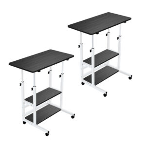 SOGA 2X 40x80cm Black Bedside Table Movable Bedroom Desk Student Computer Table TablePort01X2 AU DEPOT - AU DEPOT