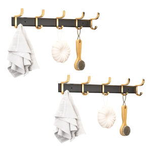 SOGA 2X 41cm Wall Mounted Towel Rack Space Saving Hanger Organiser with Durable Hooks Bathroom Storage TAN1014X2 AU DEPOT Bathroom Storage - AU DEPOT