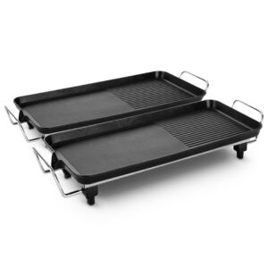 SOGA 2X 48cm Electric BBQ Grill Teppanyaki Tough Non Stick Surface Hot Plate Kitchen 3 5 Person benchtop cooking KoreanBBQPlate48CMX2 AU DEPOT benchtop cooking - AU DEPOT