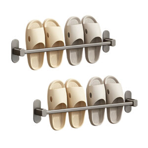 SOGA 2X 49cm Wall Mounted Slipper Organiser Adhesive Storage Space Saving Wall Rack Other TAN1041X2 AU DEPOT Other - AU DEPOT