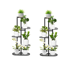 SOGA 2X 5 Tier 6 Pots Black Metal Plant Rack Flowerpot Storage Display Stand Holder Home Garden Decor FPotH27X2 AU DEPOT - AU DEPOT