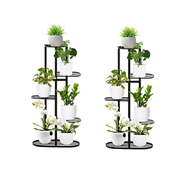 SOGA 2X 5 Tier 6 Pots Black Metal Plant Rack Flowerpot Storage Display Stand Holder Home Garden Decor, Home & Living, Home Decor, Indoor Pots, Planters and Plant Stands, , ,  - AU DEPOT 1