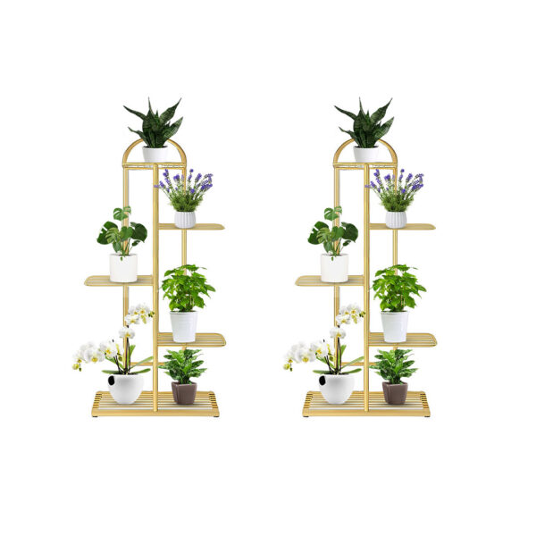 SOGA 2X 5 Tier 6 Pots Gold Metal Plant Stand Flowerpot Display Shelf Rack Indoor Home Office Decor, Home & Living, Home Decor, Indoor Pots, Planters and Plant Stands, , ,  - AU DEPOT 1