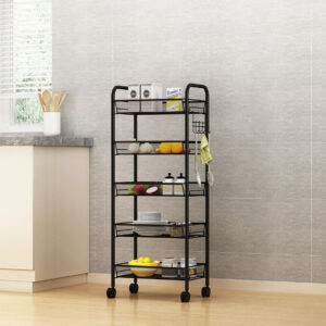 SOGA 2X 5 Tier Steel Black Bee Mesh Kitchen Cart Multi-Functional Shelves Portable Storage Organizer with Wheels, Garden, Tools & Hardware, Garage Storage & Organisation, Utility Shelves, , ,  - AU DEPOT 2