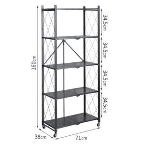 SOGA 2X 5 Tier Steel Black Foldable Kitchen Cart Multi-Functional Shelves Portable Storage Organizer with Wheels, Garden, Tools & Hardware, Garage Storage & Organisation, Utility Shelves, , ,  - AU DEPOT 2