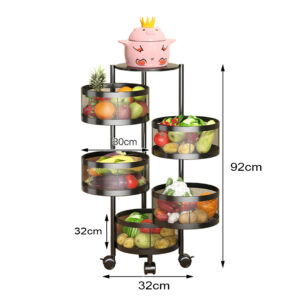 SOGA 2X 5 Tier Steel Round Rotating Kitchen Cart Multi-Functional Shelves Portable Storage Organizer with Wheels, Garden, Tools & Hardware, Garage Storage & Organisation, Utility Shelves, , ,  - AU DEPOT 2