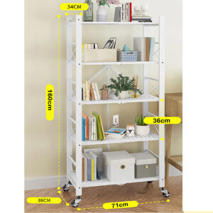 SOGA 2X 5 Tier Steel White Foldable Display Stand Multi-Functional Shelves Portable Storage Organizer with Wheels, Garden, Tools & Hardware, Garage Storage & Organisation, Utility Shelves, , ,  - AU DEPOT 2