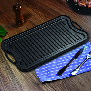 SOGA 2X 50.8cm Cast Iron Ridged Griddle Hot Plate Grill Pan BBQ Stovetop, Home & Living, Kitchen & Dining, Cookware, Frying Pans, ,  - AU DEPOT 2