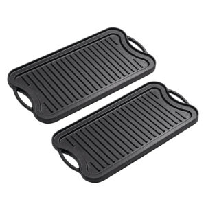 SOGA 2X 50.8cm Cast Iron Ridged Griddle Hot Plate Grill Pan BBQ Stovetop Frying Pans ZPai009X2 AU DEPOT Frying Pans - AU DEPOT