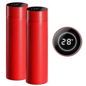 SOGA 2X 500ML Stainless Steel Smart LCD Thermometer Display Bottle Vacuum Flask Thermos Red bottles jugs SmartBottleThermoREDX2 AU DEPOT bottles & jugs - AU DEPOT