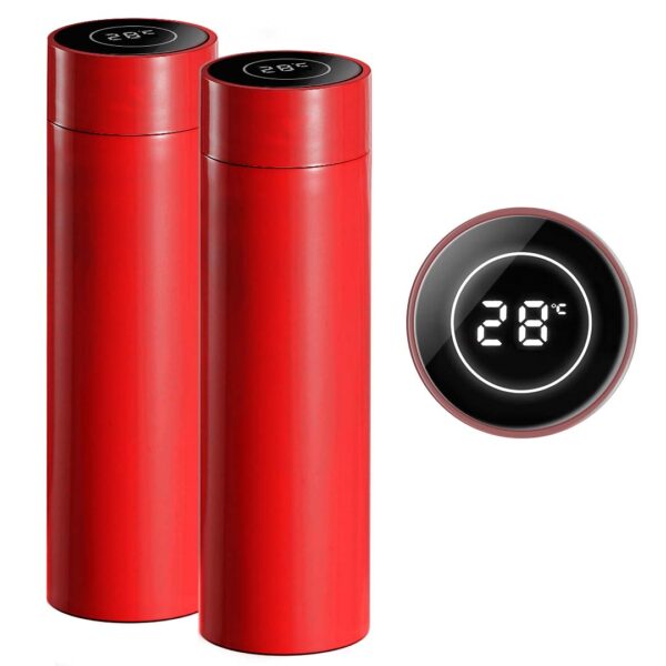 SOGA 2X 500ML Stainless Steel Smart LCD Thermometer Display Bottle Vacuum Flask Thermos Red, home & living, kitchen & dining, drinkware, bottles & jugs, ,  - AU DEPOT 1