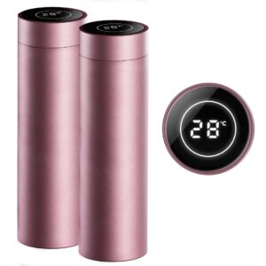 SOGA 2X 500ML Stainless Steel Smart LCD Thermometer Display Bottle Vacuum Flask Thermos Rose Gold bottles jugs SmartBottleThermoRGDX2 AU DEPOT bottles & jugs - AU DEPOT