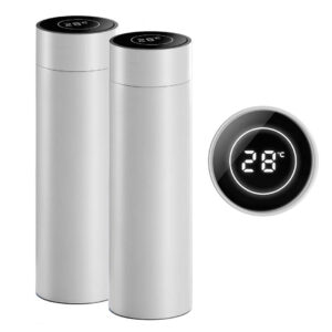 SOGA 2X 500ML Stainless Steel Smart LCD Thermometer Display Bottle Vacuum Flask Thermos White, home & living, kitchen & dining, drinkware, bottles & jugs, ,  - AU DEPOT 1