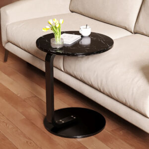 SOGA 2X 50cm Black Marble Mini Side Table Movable Lightweight w/ Black Frame, Furniture, Living Room Furniture, Tables, , ,  - AU DEPOT 2