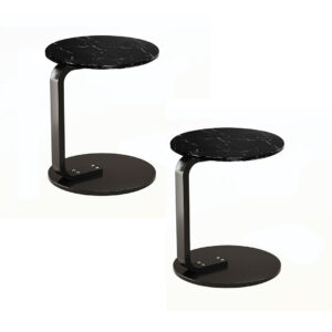 SOGA 2X 50cm Black Marble Mini Side Table Movable Lightweight w Black Frame SideTab33X2 AU DEPOT - AU DEPOT