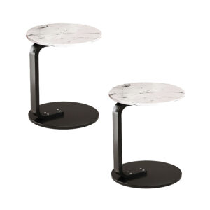 SOGA 2X 50cm White Marble Mini Side Table Movable Lightweight w Black Frame SideTab34X2 AU DEPOT - AU DEPOT