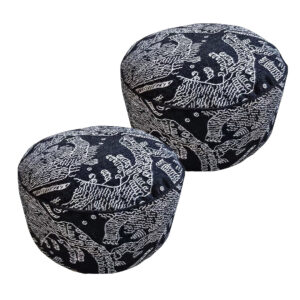 SOGA 2X 50x30CM Black Round Soft Pouffe Seat Cushion Elegant Home Accent Dcor Stylish Footstool Pouffe641X2 AU DEPOT - AU DEPOT