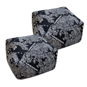 SOGA 2X 55x30cm Black Squared Soft Pouffe Seat Cushion Elegant Home Accent Dcor Stylish Footstool Pouffe640X2 AU DEPOT - AU DEPOT