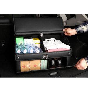 SOGA 2X 56cm Leather Car Boot Collapsible Foldable Trunk Cargo Organizer Portable Storage Box with Lock Black, Garden, Tools & Hardware, Automotive Parts & Accessories, Accessories & Car Care, Interior Accessories, ,  - AU DEPOT 2