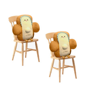 SOGA 2X 58cm Cute Face Toast Bread Cushion Stuffed Car Seat Plush Cartoon Back Support Pillow Home Decor SCushion063X2 AU DEPOT - AU DEPOT