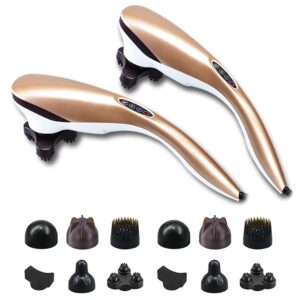 SOGA 2X 6 Heads Portable Handheld Massager Soothing Stimulate Blood Flow Shoulder Gold Massager837AGoldX2 AU DEPOT - AU DEPOT