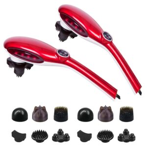 SOGA 2X 6 Heads Portable Handheld Massager Soothing Stimulate Blood Flow Shoulder Red Massager833ARedX2 AU DEPOT - AU DEPOT