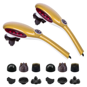 SOGA 2X 6 Heads Portable Handheld Massager Soothing Stimulate Blood Flow Shoulder Yellow Massager833AGoldX2 AU DEPOT - AU DEPOT