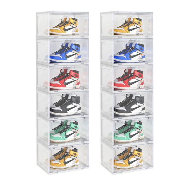 SOGA 2X 6 Tier Transparent Portable Shoe Organiser Sneaker Footwear Folding Plastic Bin Stackable Storage Box with Magnetic Door, Furniture, Storage & Shelving, Shoe Storage, , ,  - AU DEPOT 1