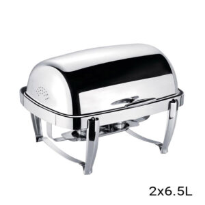 SOGA 2X 6.5L Stainless Steel Double Soup Tureen Bowl Station Roll Top Buffet Chafing Dish Catering Chafer Food Warmer Server, Furniture, Kitchen & Dining Room Furniture, Buffets, Sideboards & Kitchen Islands, , ,  - AU DEPOT 2