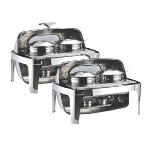 SOGA 2X 6.5L Stainless Steel Double Soup Tureen Bowl Station Roll Top Buffet Chafing Dish Catering Chafer Food Warmer Server ChafingDishV4A2X2 AU DEPOT - AU DEPOT