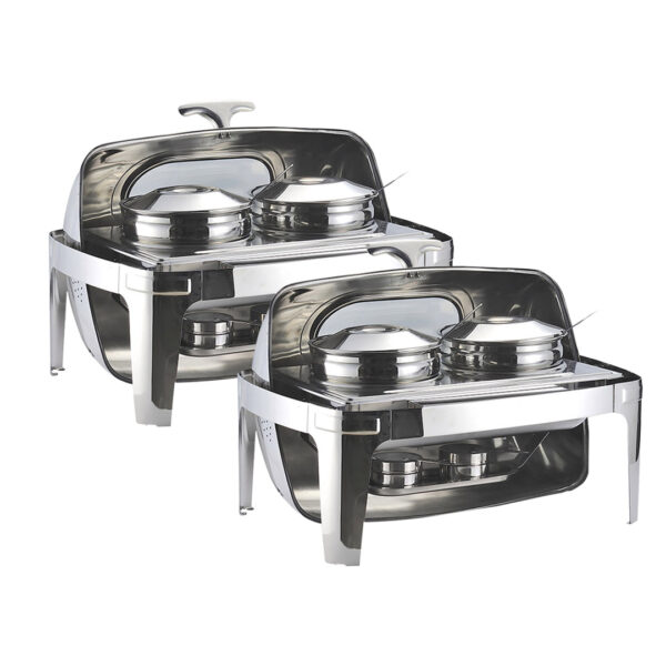 SOGA 2X 6.5L Stainless Steel Double Soup Tureen Bowl Station Roll Top Buffet Chafing Dish Catering Chafer Food Warmer Server, Business & Industrial, Food Service, Plate & Dish Warmers, , ,  - AU DEPOT 1