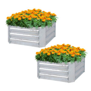 SOGA 2X 60cm Square Galvanised Raised Garden Bed Vegetable Herb Flower Outdoor Planter Box, Garden, Tools & Hardware, Gardening & Lawn Care, Pots, Planters & Container Accessories, , ,  - AU DEPOT 1