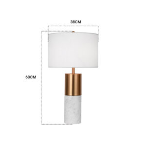 SOGA 2X 60cm White Marble Bedside Modern Desk Table Lamp Living Room Shade with Cylinder Base, Home & Living, Lighting, Indoor Lights, Lamps, Table Lamps,  - AU DEPOT 2