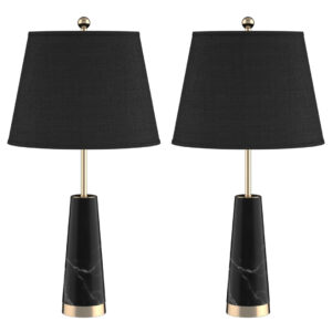 SOGA 2X 68cm Black Marble Bedside Desk Table Lamp Living Room Shade with Cone Shape Base Lamps TableLampG68X2 AU DEPOT Lamps - AU DEPOT