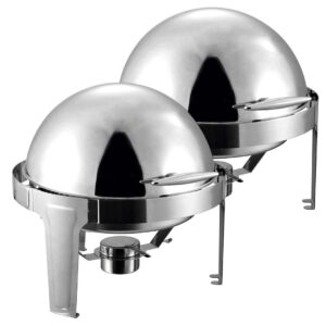 SOGA 2X 6L Stainless Steel Chafing Food Warmer Catering Dish Round Roll Top ChafingDish5638X2 AU DEPOT - AU DEPOT