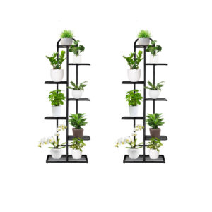 SOGA 2X 7 Tier 8 Pots Black Metal Plant Stand Flowerpot Display Shelf Rack Indoor Home Office Decor, Home & Living, Home Decor, Indoor Pots, Planters and Plant Stands, , ,  - AU DEPOT 1