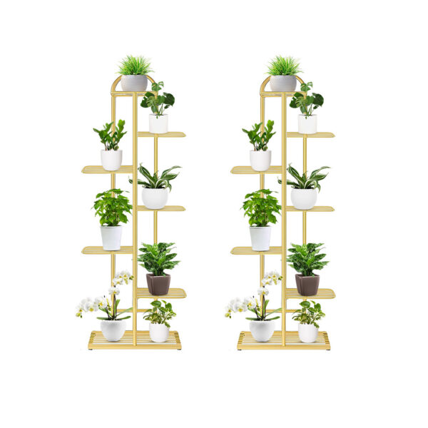 SOGA 2X 7 Tier 8 Pots Gold Metal Plant Stand Flowerpot Display Shelf Rack Indoor Home Office Decor, Home & Living, Home Decor, Indoor Pots, Planters and Plant Stands, , ,  - AU DEPOT 1