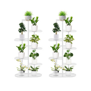 SOGA 2X 7 Tier 8 Pots White Metal Plant Rack Flowerpot Storage Display Stand Holder Home Garden Decor FPotH34X2 AU DEPOT - AU DEPOT