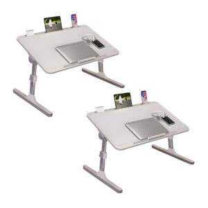 SOGA 2X 70X45cm White Small Laptop Bed Portable Foldable Study Table Adjustable, Desks & Computer Tables, , , , ,  - AU DEPOT 1